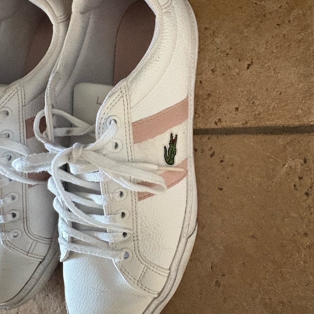 Lacoste White Sneakers with Light Pink Accents - Picture 3 of 7